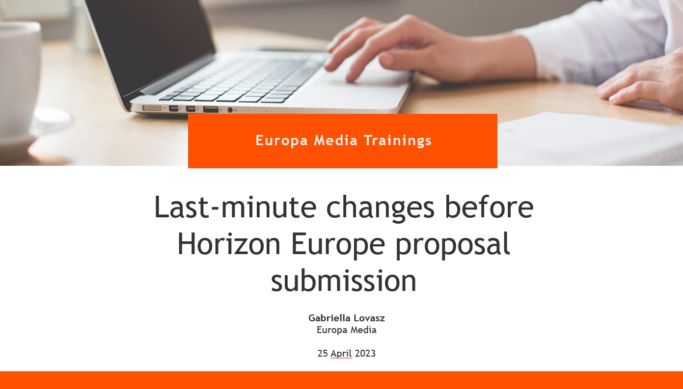 Last-minute changes before Horizon Europe proposal submission (April 2023)
